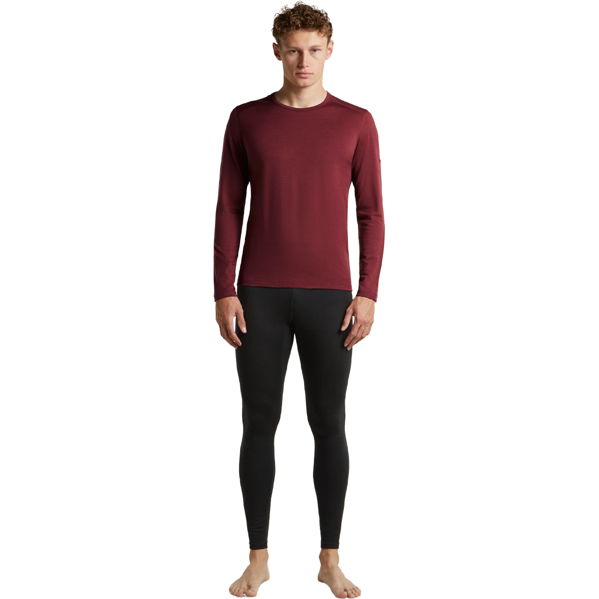 Ice Breaker Merino 200 Oasis Long Sleeve Crew in Port full view on model