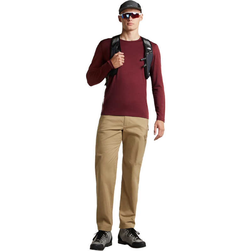 Ice Breaker Merino 200 Oasis Long Sleeve Crew in Port full view on model lifestyle