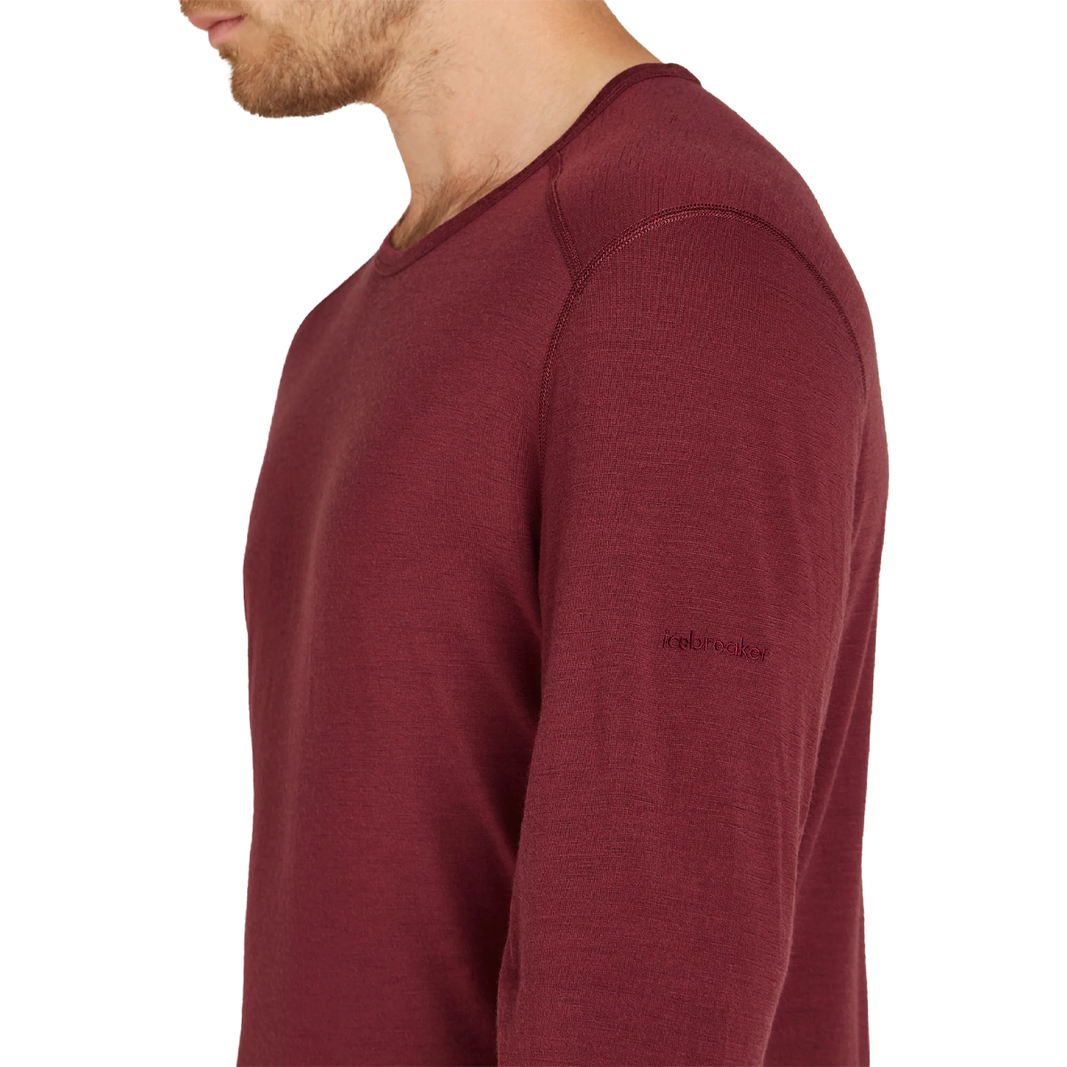 Ice Breaker Merino 200 Oasis Long Sleeve Crew in Port stitch detail