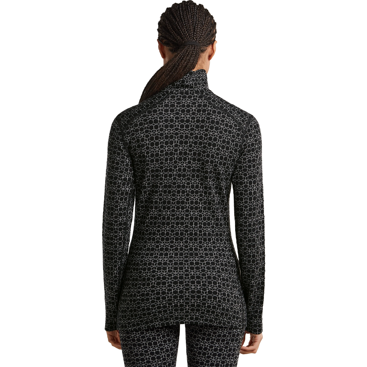Helly Hansen Women's Merino 260 Oasis Vertex Half Zip in Black Snow back view