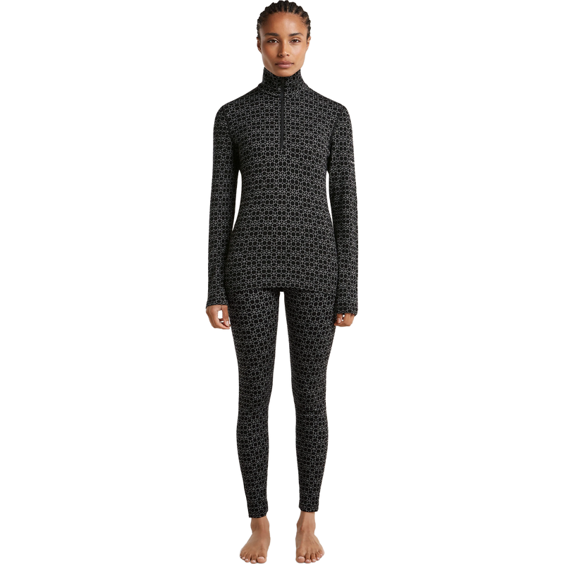 Helly Hansen Women's Merino 260 Oasis Vertex Half Zip in Black Snow full body view on model