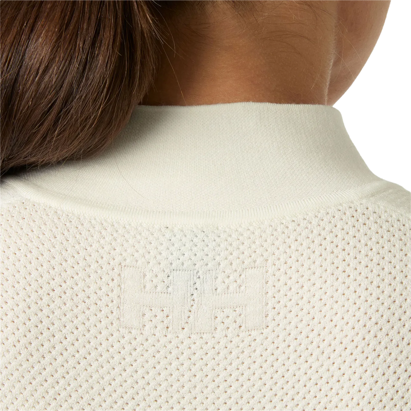 Helly Hansen Women's Lifa Merino Knitevo 1/2 Zip in Snow knit HH detail