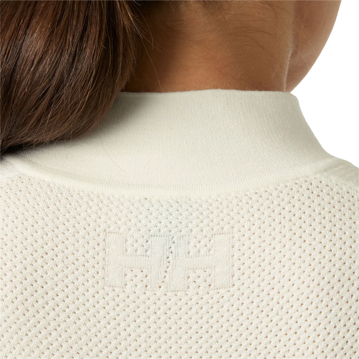 Helly Hansen Women's Lifa Merino Knitevo 1/2 Zip in Snow knit HH detail