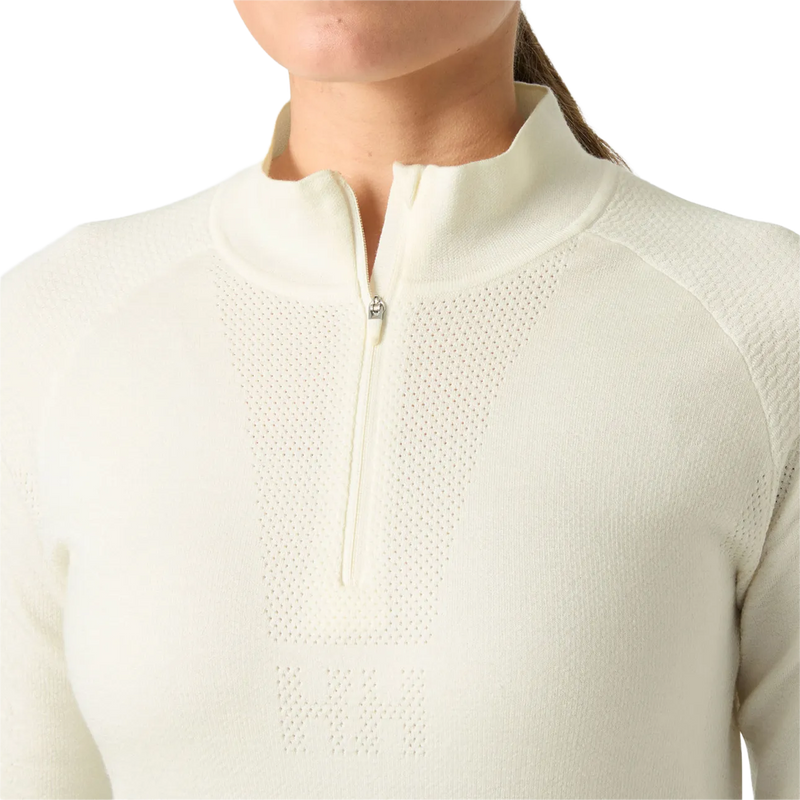 Helly Hansen Women's Lifa Merino Knitevo 1/2 Zip in Snow with Zip detail