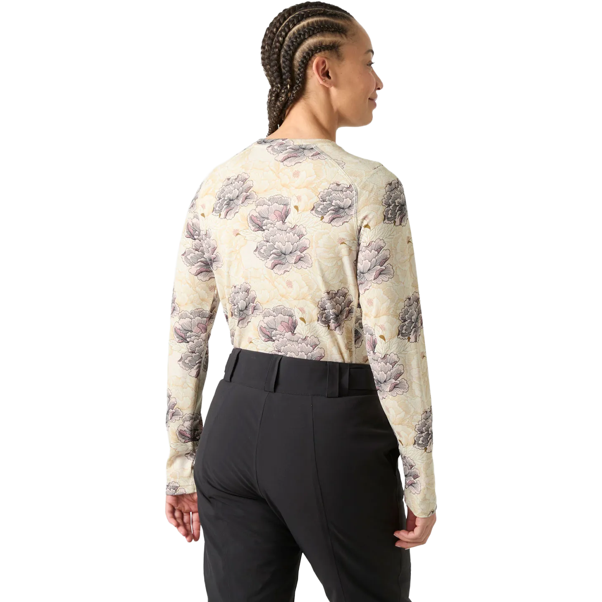 Helly Hansen Women's Lifa Active Crew in Purple Clay Sakura back view on model