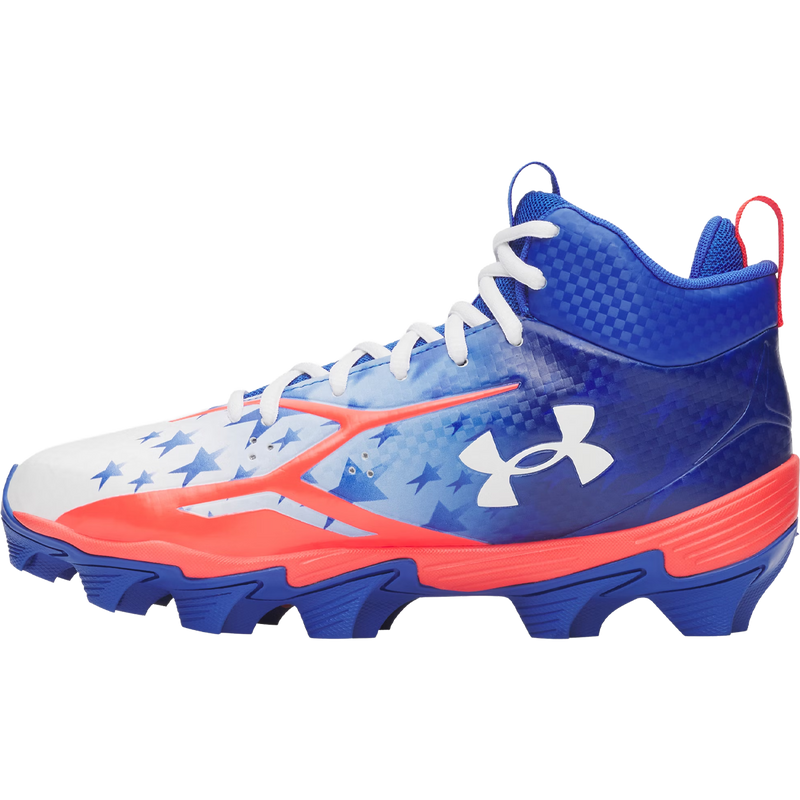 Under Armour Youth UA Spotlight Hammer USA in Royal Red White left facing