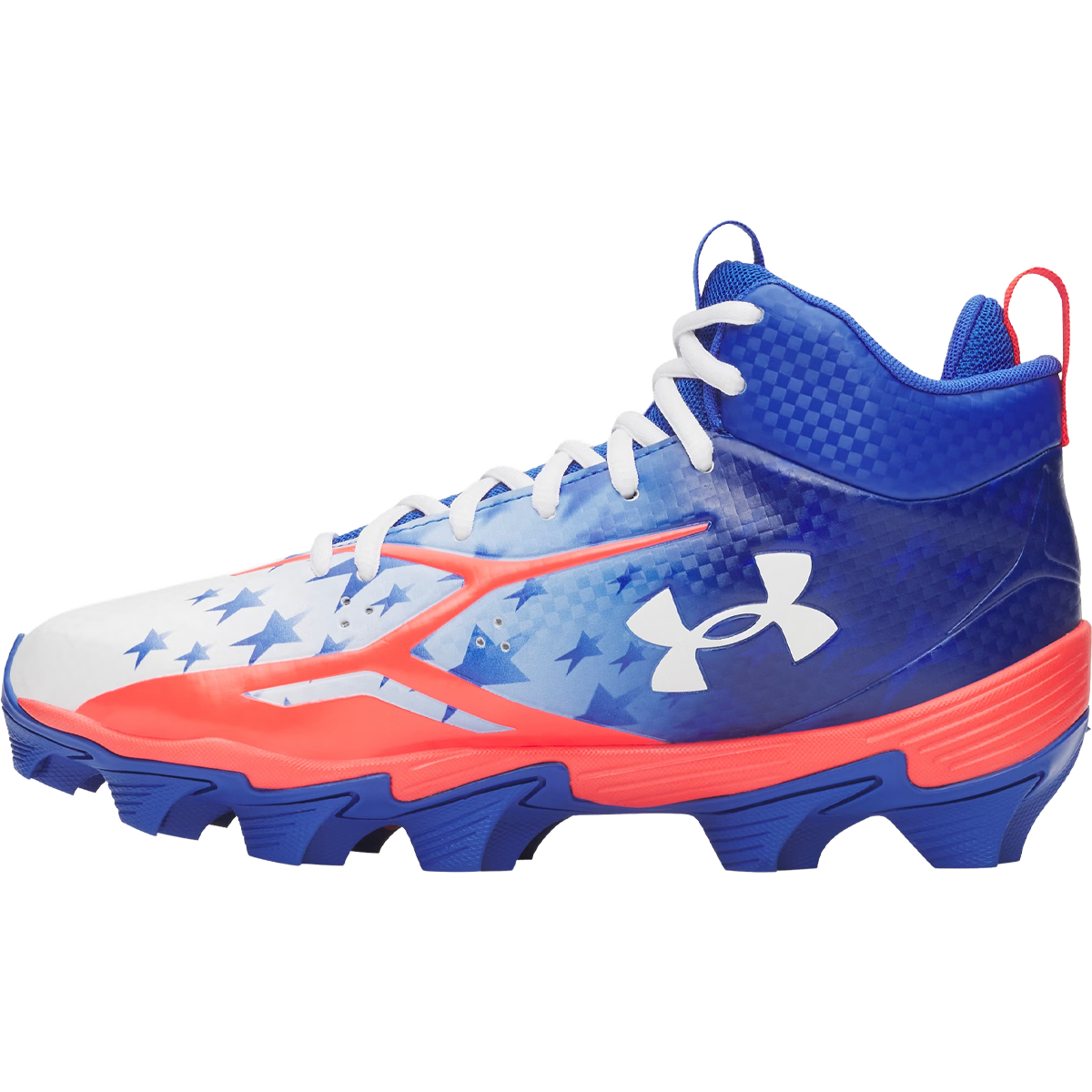 Under Armour Youth UA Spotlight Hammer USA in Royal Red White left facing