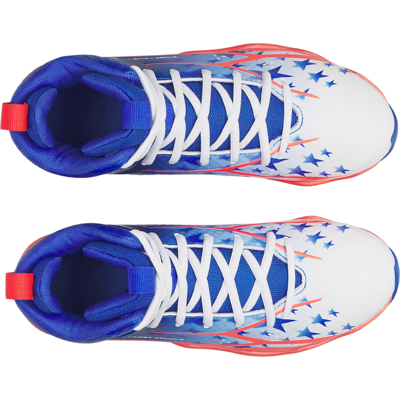 Under Armour Youth UA Spotlight Hammer USA in Royal Red White top view