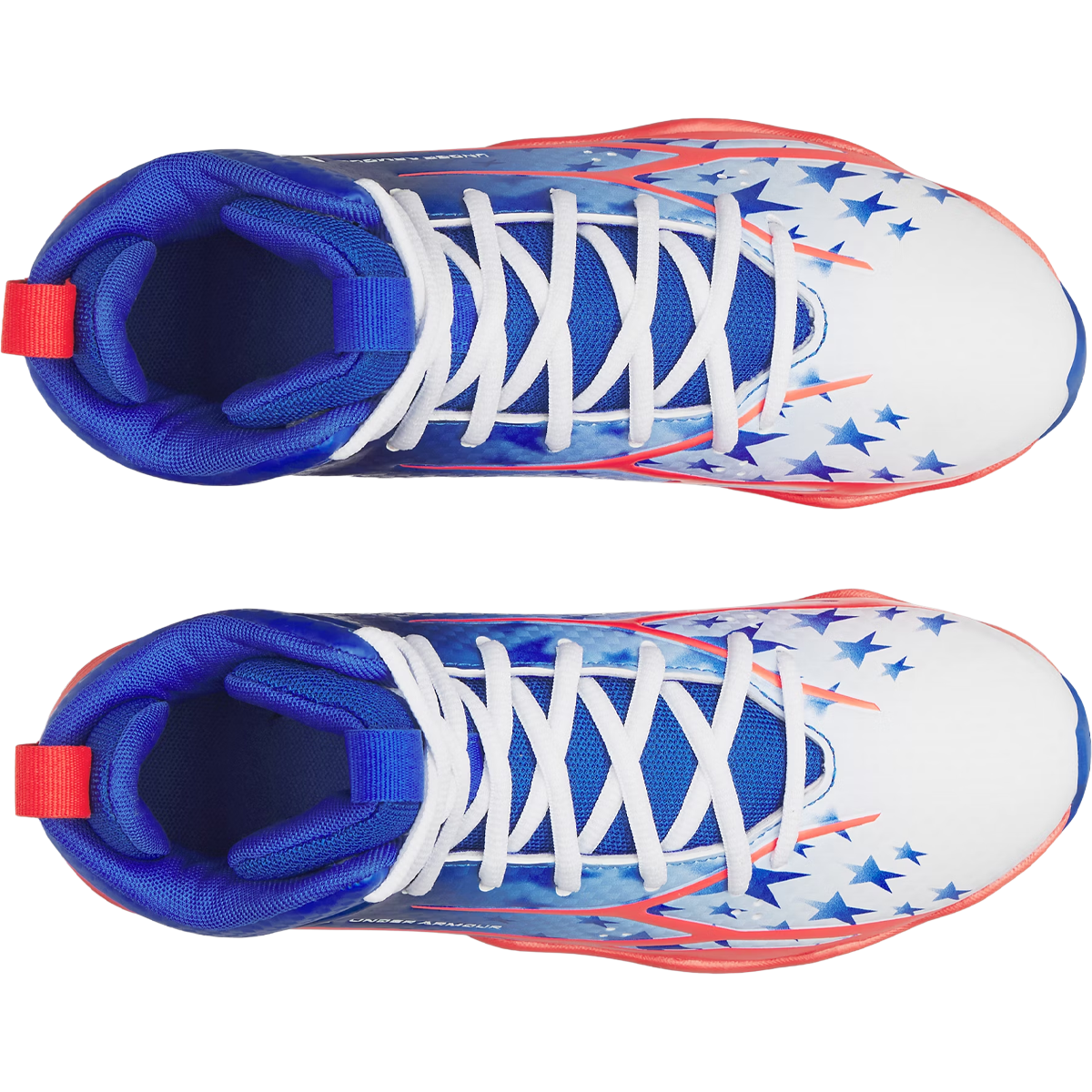 Under Armour Youth UA Spotlight Hammer USA in Royal Red White top view