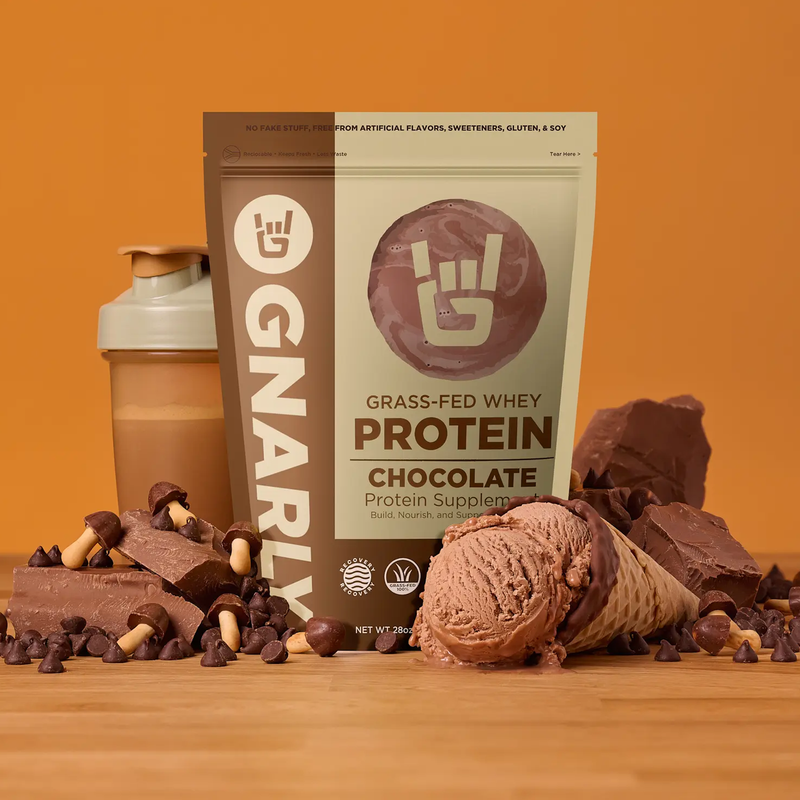 Grass-Fed Whey Protein (20 Servings), Gnarly Sports Nutrition Grass-Fed Whey Protein (20 Servings) with chocolate