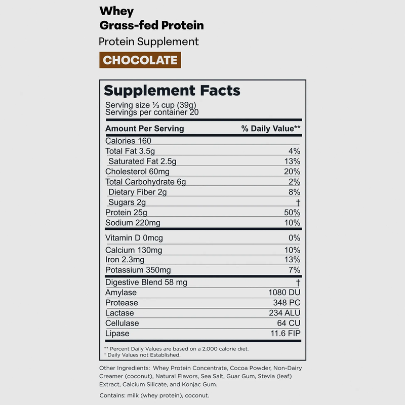 Grass-Fed Whey Protein (20 Servings), Gnarly Sports Nutrition Grass-Fed Whey Protein (20 Servings) chocolate nutrition facts