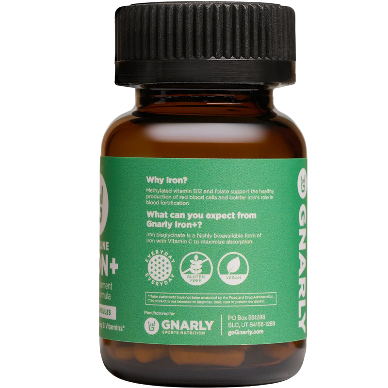 Baseline Iron+ (30 Capsules), Gnarly Sports Nutrition Baseline Iron+ (30 Capsules) side