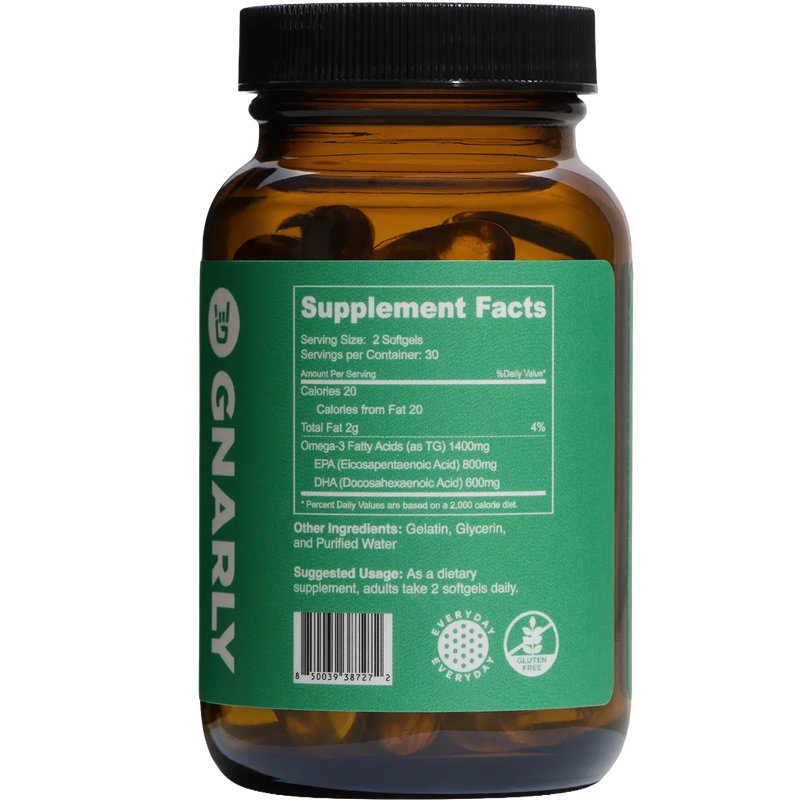 Baseline Omega-3 (60 Softgels), Gnarly Sports Nutrition Baseline Omega-3 (60 Softgels) back