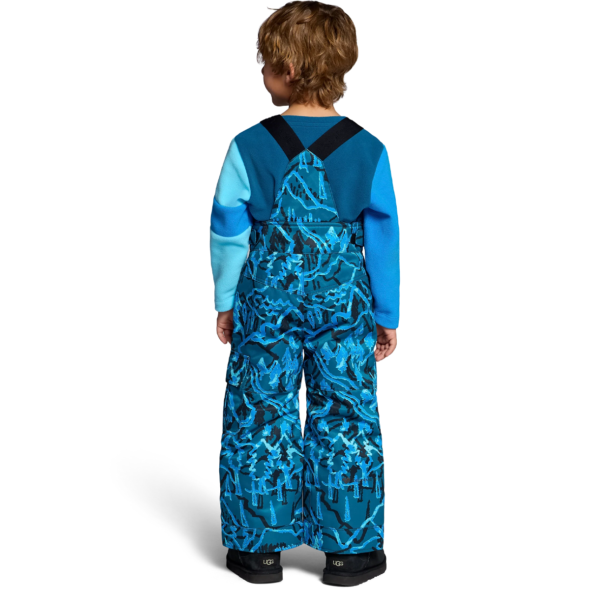Obermeyer Youth Volt Print Bib Pant in Magic Forest back view on model