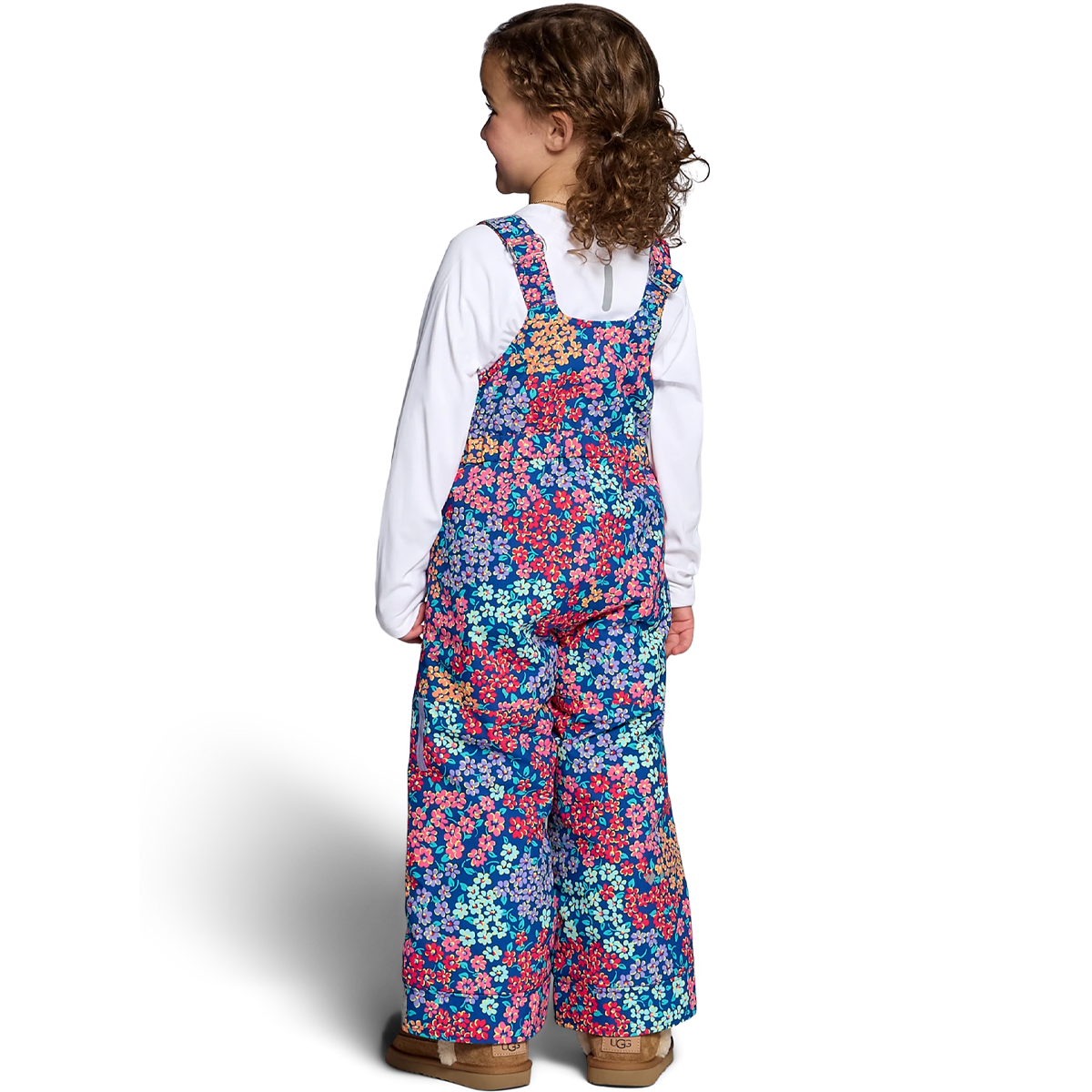 Obermeyer Youth Snoverall Print Bib Pant in Calico Mini back view on model