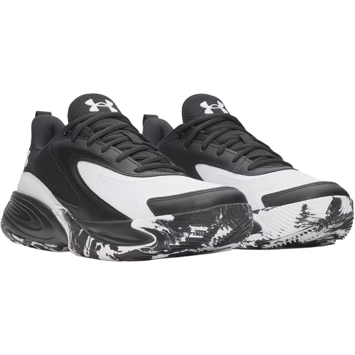 Under Armour Lockdown 8 in Black White White angled side by side