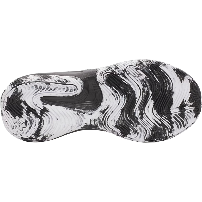 Under Armour Youth Lockdown 8 in Black White White bottom view