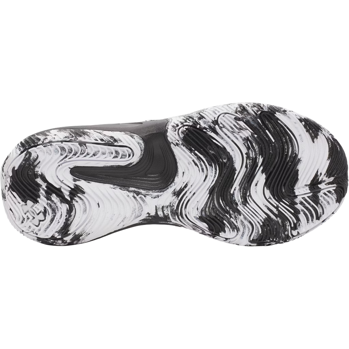 Under Armour Youth Lockdown 8 in Black White White bottom view