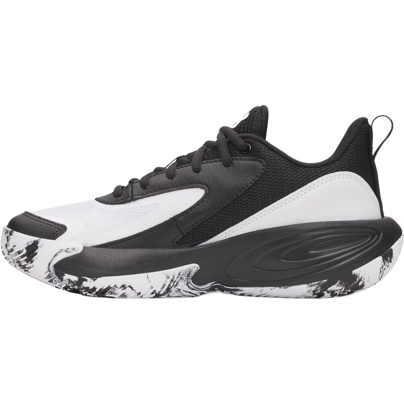 Under Armour Youth Lockdown 8 in Black White White left facing