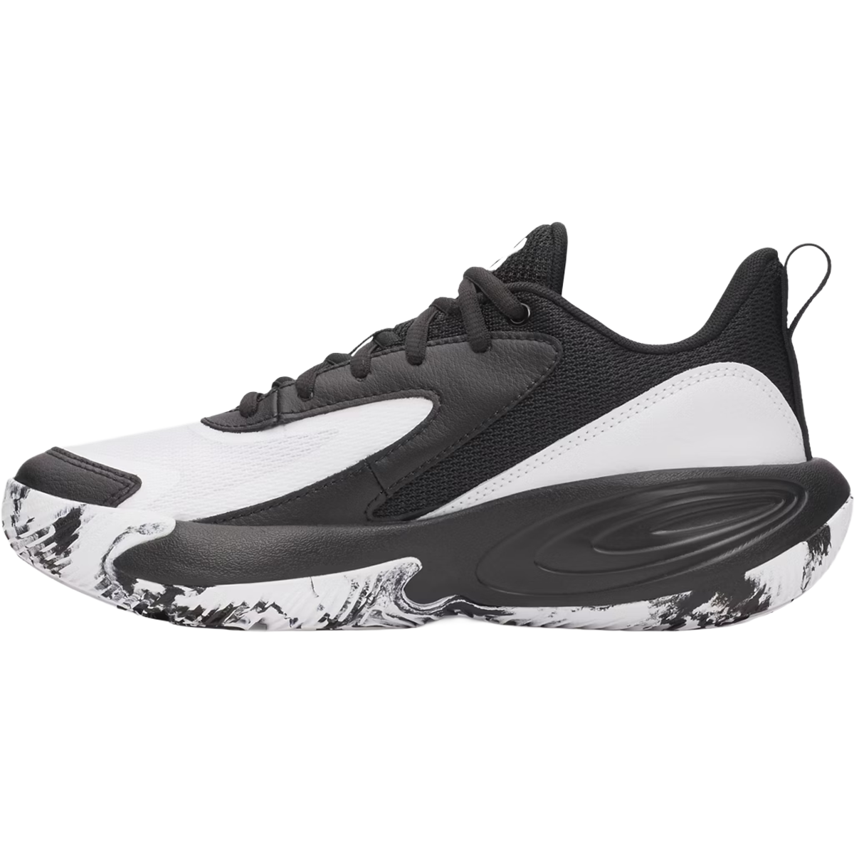 Under Armour Youth Lockdown 8 in Black White White left facing