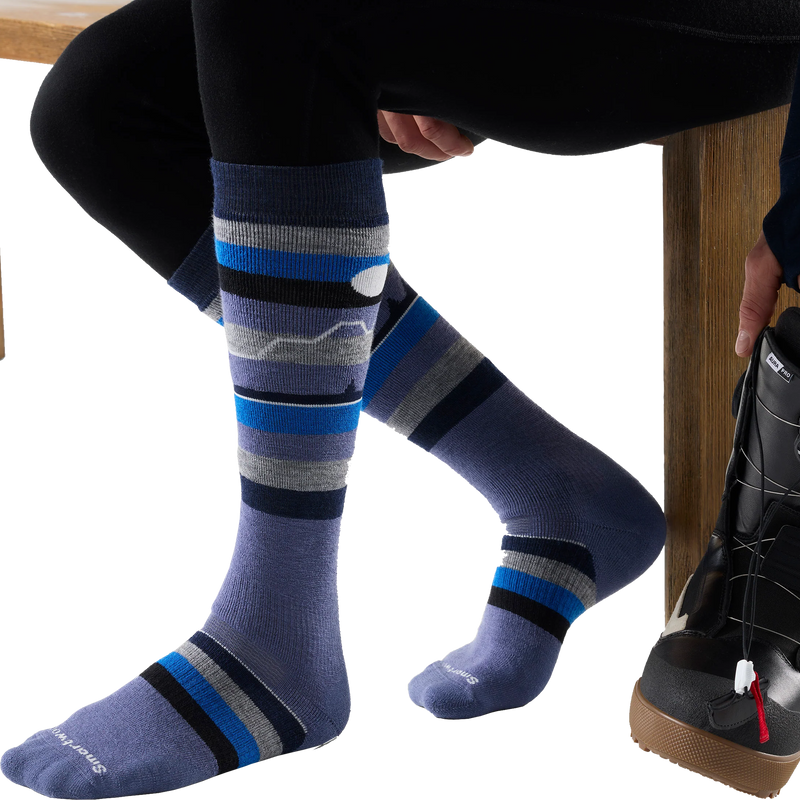 Snowboard Full Cushion Cold Canyon OTC Socks, Smartwool Snowboard Full Cushion Cold Canyon OTC Socks On model sitting