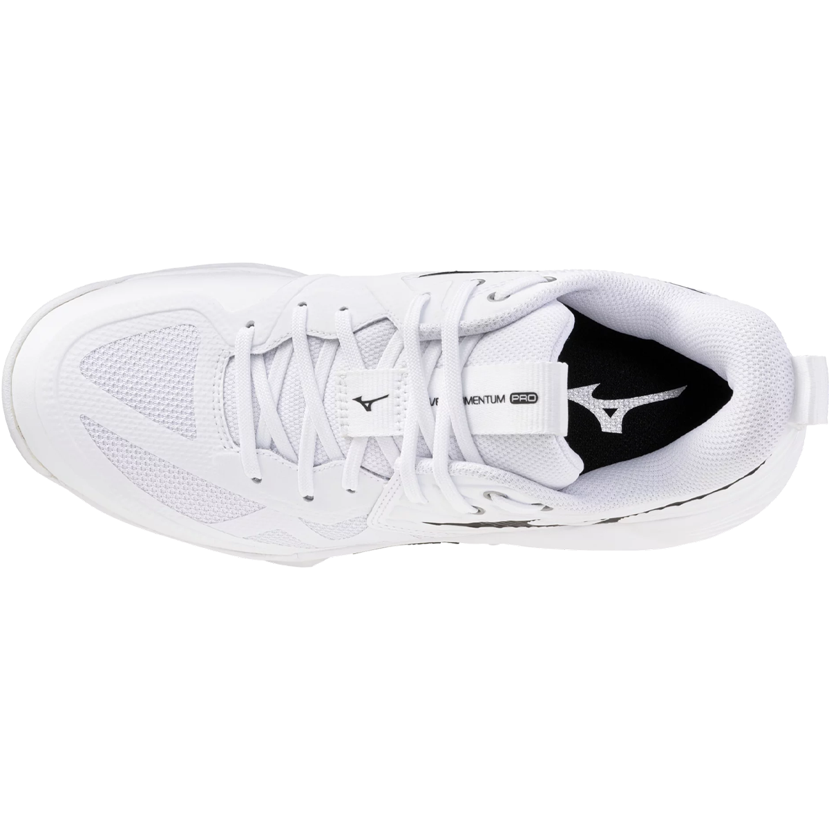 Mizuno Women's Wave Momentum 4 Pro in White Black top view