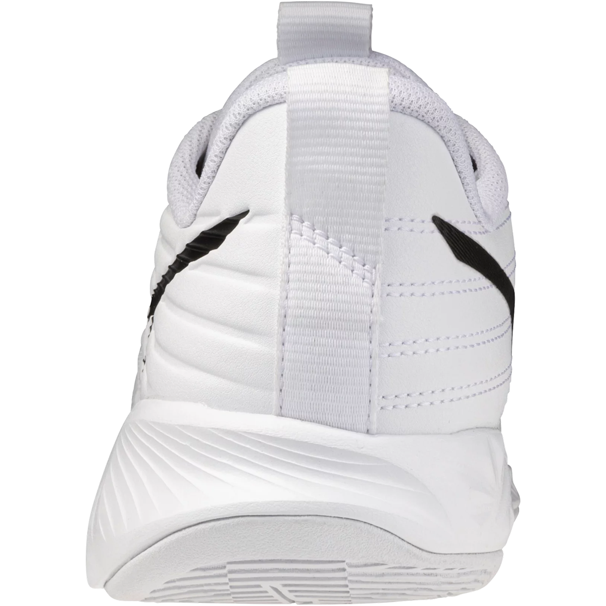 Mizuno Women's Wave Momentum 4 Pro in White Black heel view