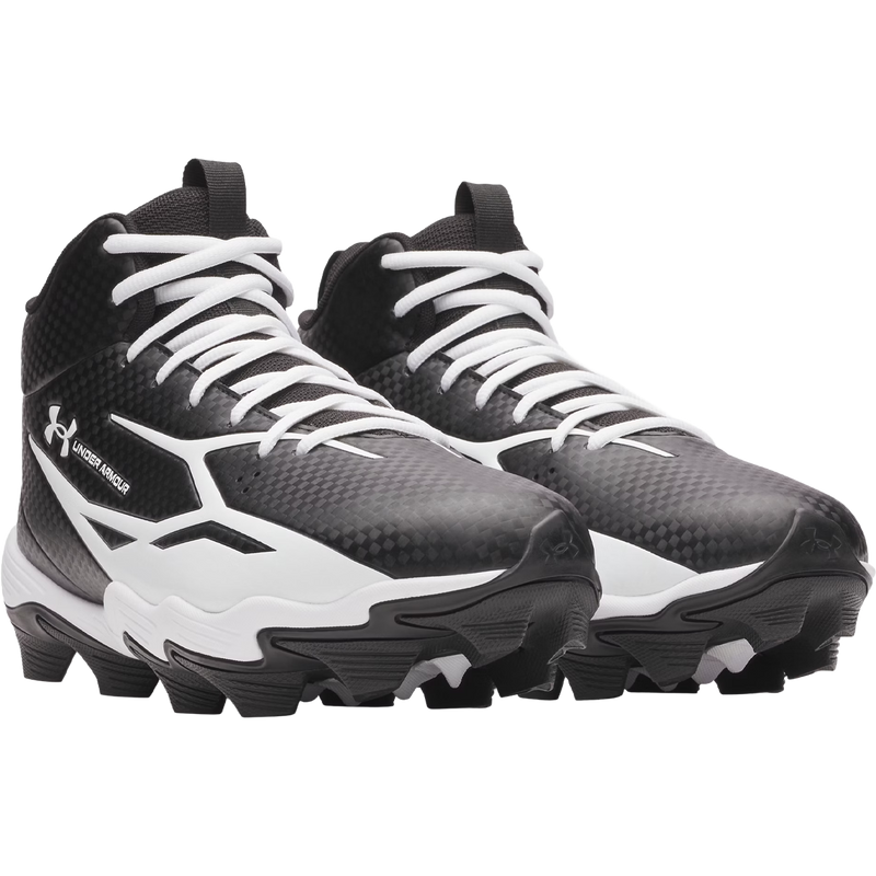 Under Armour Spotlight Hammer Wide in Black White angled side by side