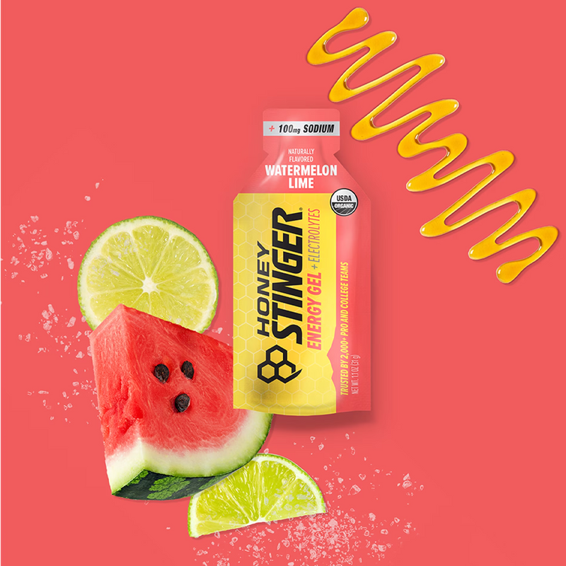 Honey Stinger Electrolyte Energy Gel Watermelon Lime with fruit ingredients