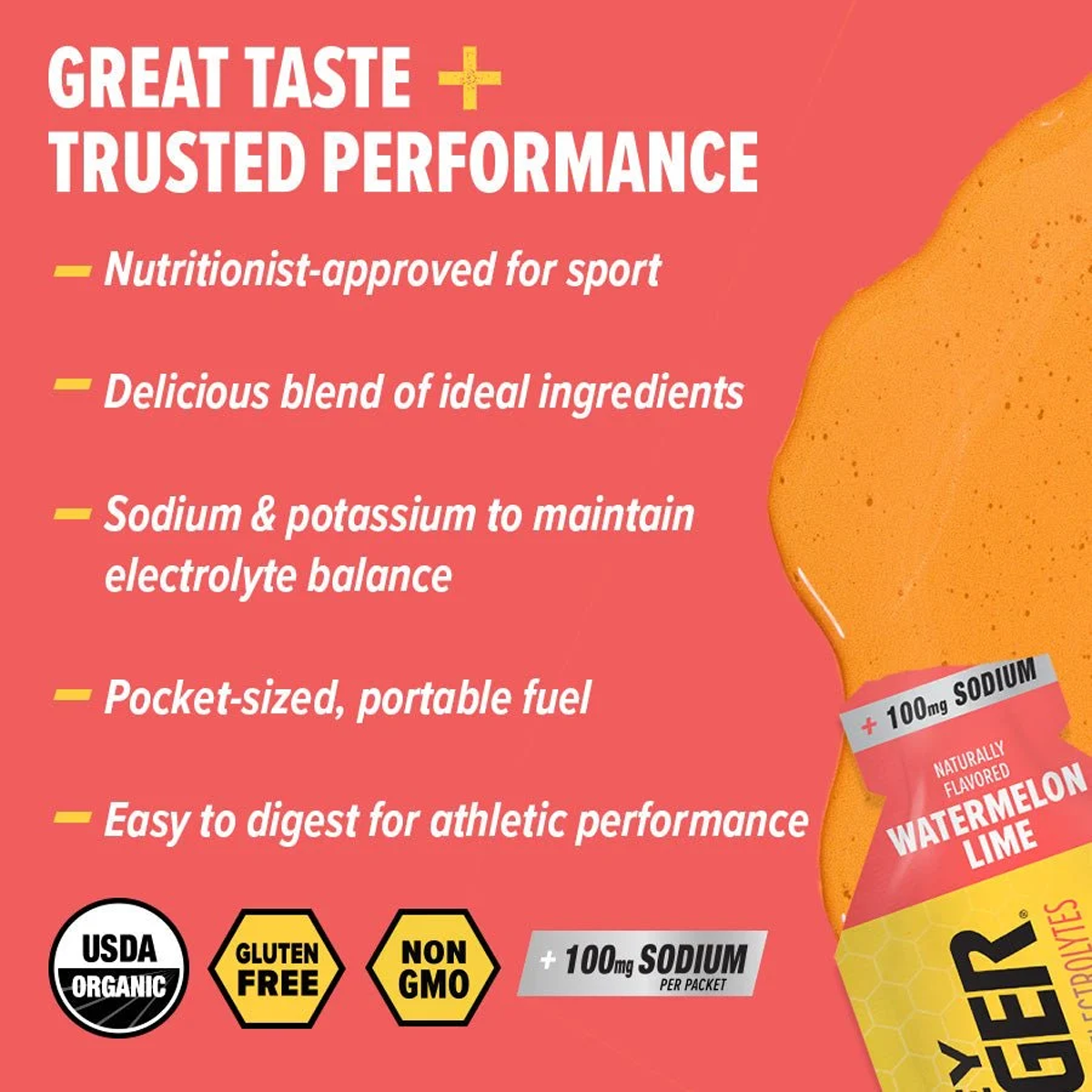 Honey Stinger Electrolyte Energy Gel taste and performance features