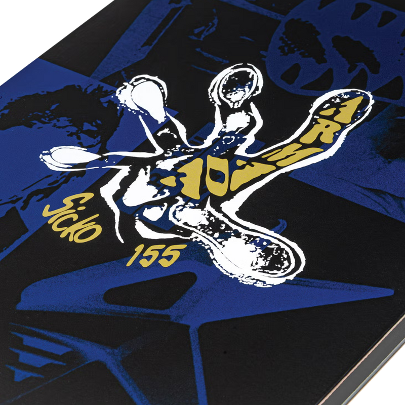 Armada Snowboards Sicko close up of logo graphic on deck