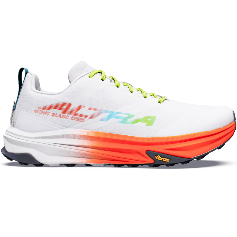 Altra Women's Mont Blanc Speed in 73Z-White/Fiery Coral/Blue