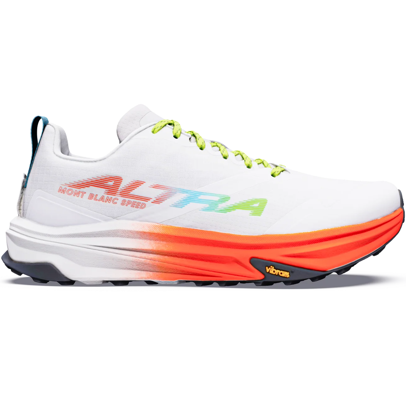 Altra Women's Mont Blanc Speed in 73Z-White/Fiery Coral/Blue