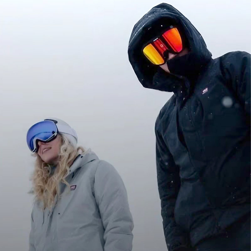 Bliz goggles on riders standing in the snow
