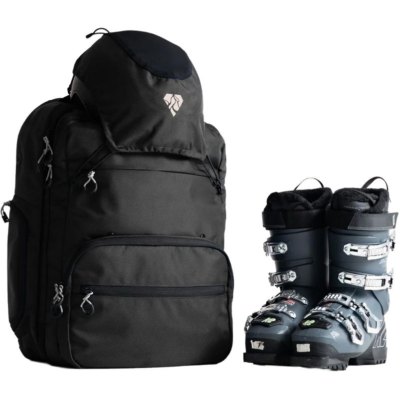 Diamant Weekend Warrior 2.0 40L shown with ski boots for size comparison