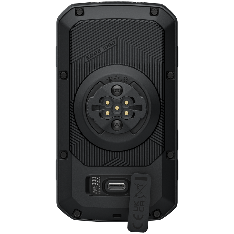 Garmin Edge 1060 back of unit showing charging port