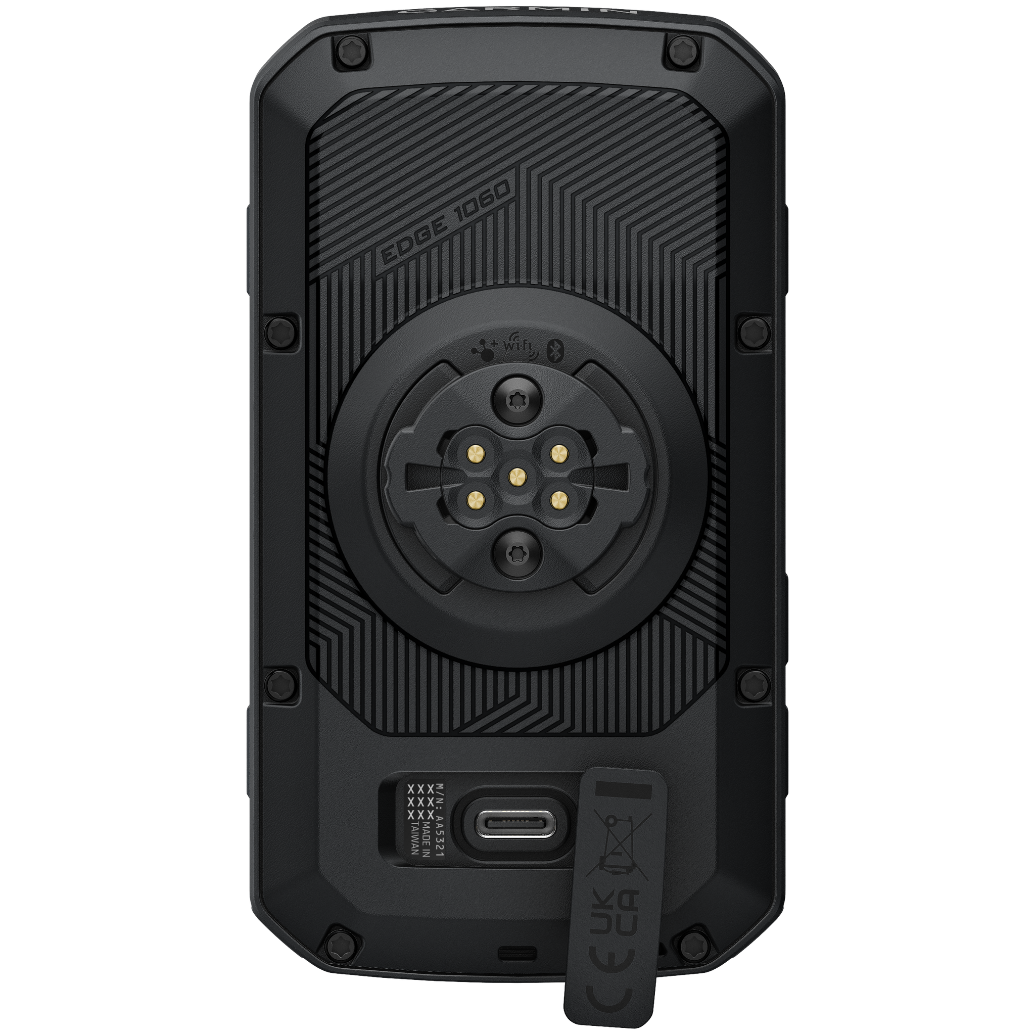 Garmin Edge 1060 back of unit showing charging port