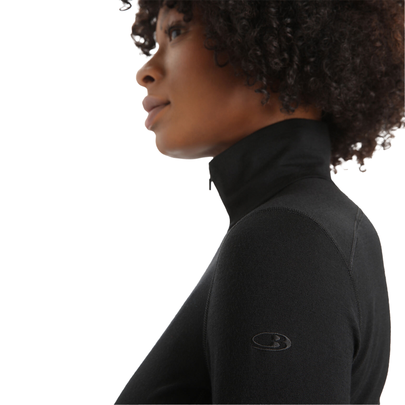 Women's 200 Oasis Long Sleeve 1/2 Zip, Icebreaker Women's 200 Oasis Long Sleeve 1/2 Zip 001-Black left shoulder