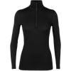 Icebreaker Women's 200 Oasis Long Sleeve 1/2 Zip 001-Black