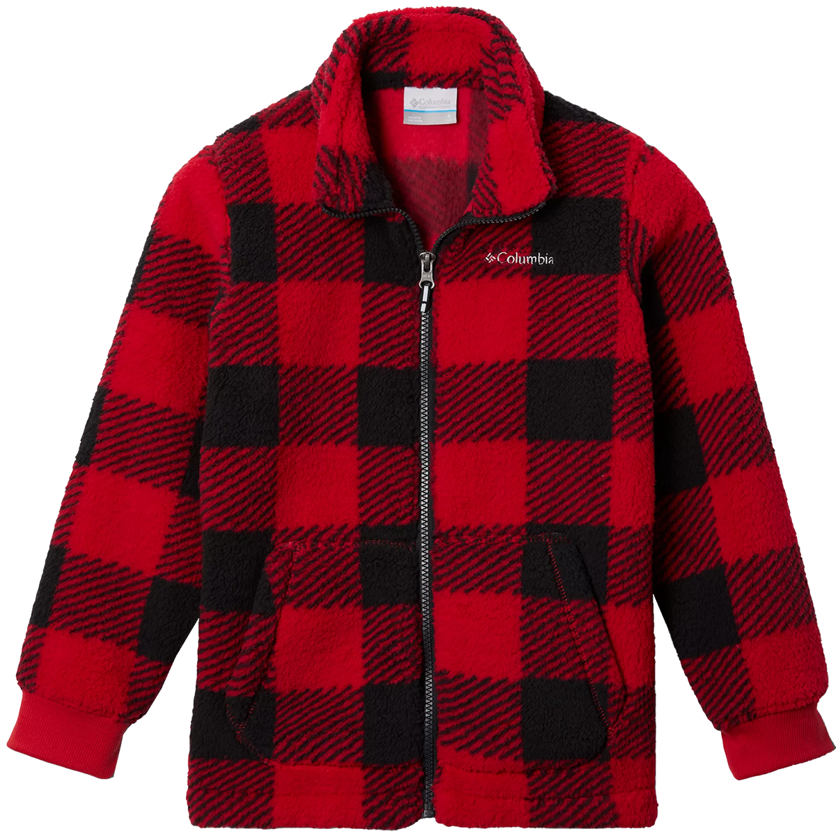 Columbia Youth Rugged Ridge II Sherpa Full Zip 614-Mountain Red Check
