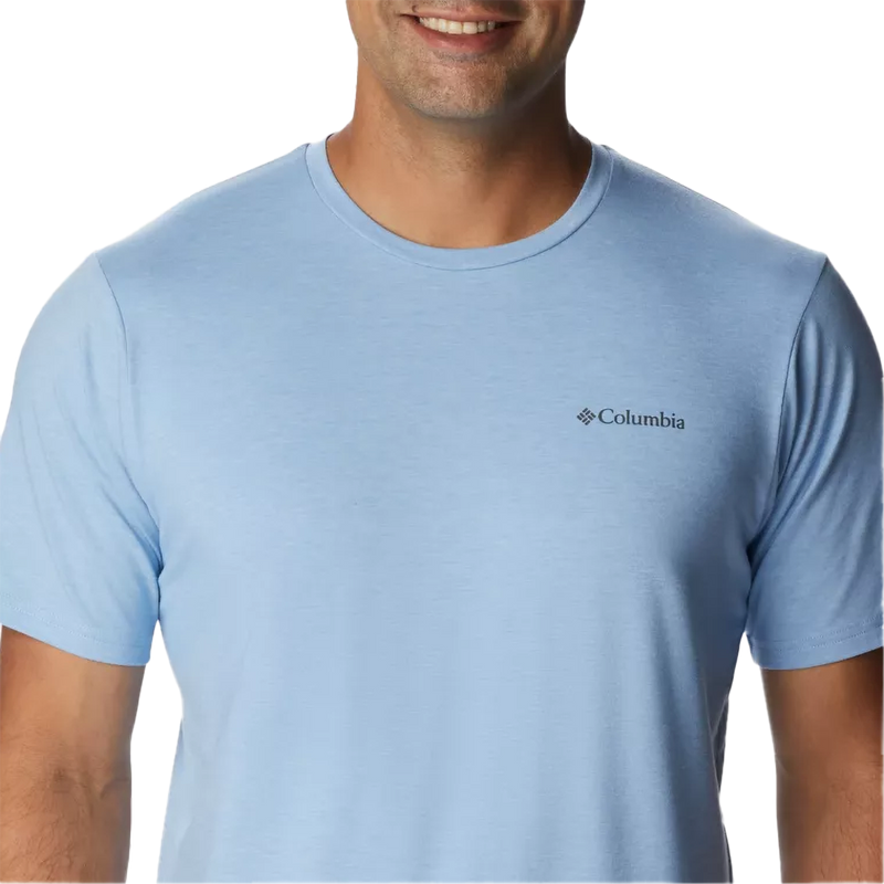 Men's Sun Trek Short Sleeve T-Shirt, Columbia Men's Sun Trek Short Sleeve T-Shirt 430-Jet Stream Heather logo
