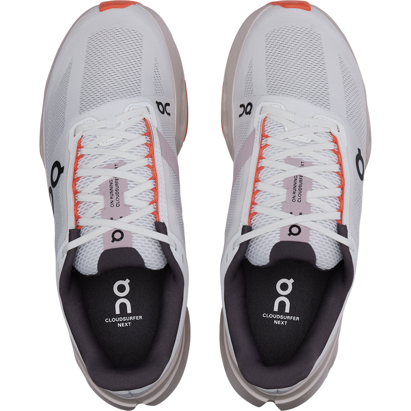 Men's Cloudsurfer Next, On Men's Cloudsurfer Next in White/Flame pair top