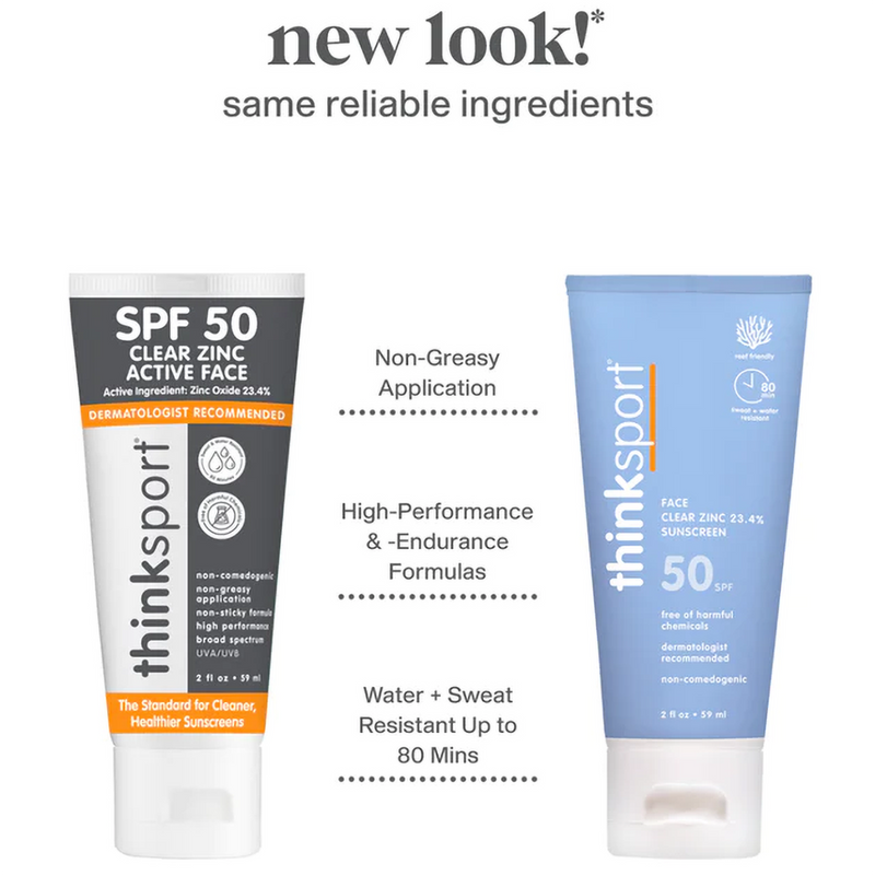 Thinksport SPF 50 Clear Zinc Active Face, Thinksport SPF 50 Clear Zinc Active Face new package