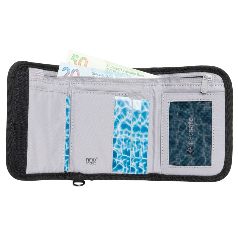 RFIDsafe V125 Trifold Wallet, Pacsafe RFIDsafe V125 Trifold Wallet black inside features