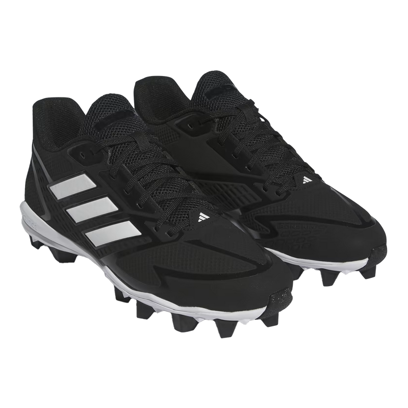 Men's Icon 8 MD Cleats, Adidas Men's Icon 8 MD Cleats Black/White pair front right