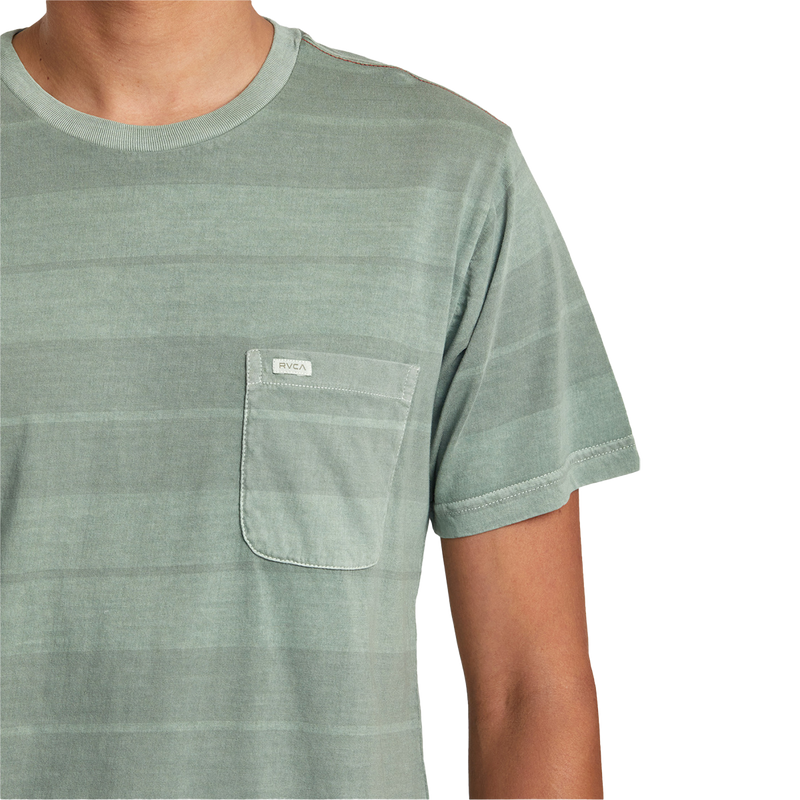 PTC Stripe SS, RVCA Men's PTC Stripe Short Sleeve BPG0-Spinach pocket