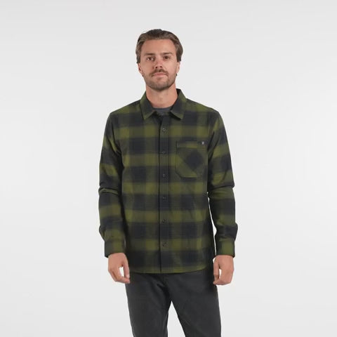 Men's Crossroads Organic Long Sleeve Flannel, Roark Men's Crossroads Organic Long Sleeve Flannel in Dark Military Plaid movie