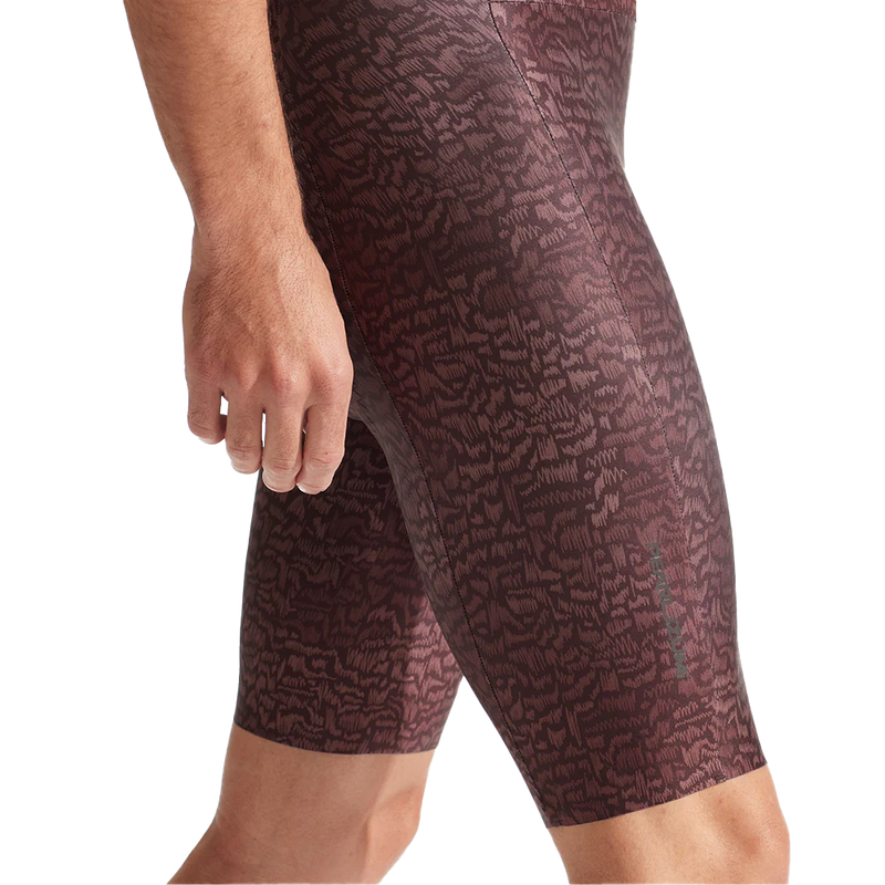 Men's Pro Bib Short, Pear Izumi Men's Pro Bib Short Cacao Scrib left leg and logo