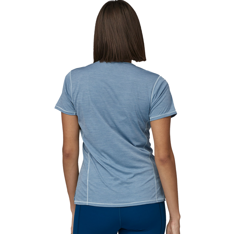 Women's Capilene Cool Lightweight Shirt, Patagonia Women's Cap Cool Lightweight Shirt  back in Light Plume Grey/Steam Blue X-Dye