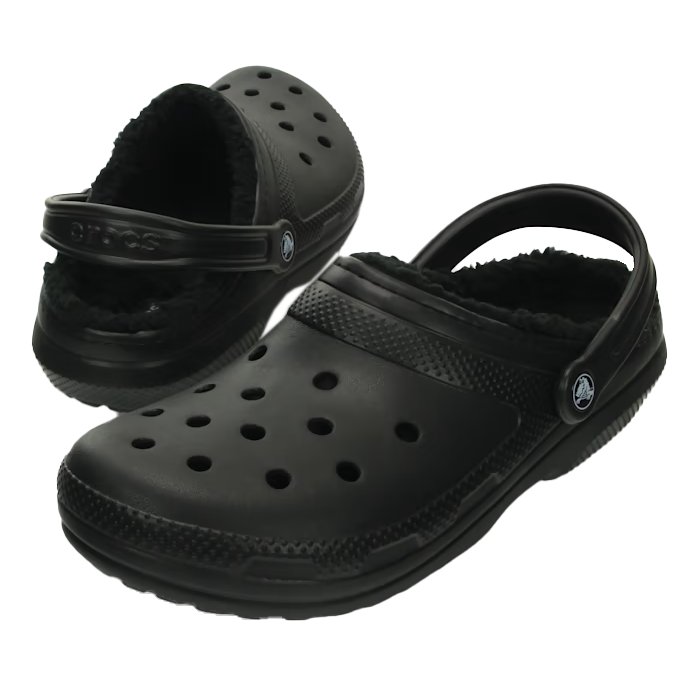 Classic Lined Clog, Crocs Classic Lined Clog 060-Black heel and toe